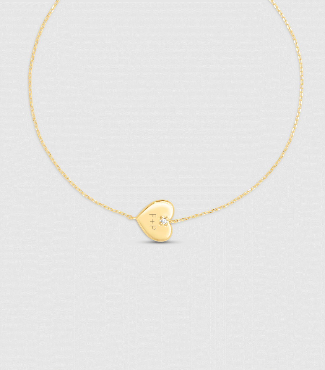 9K Solid Gold Heart Bracelet with a Lab-Grown Diamond