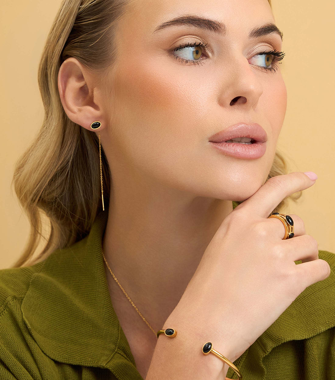 Onyx Thread Drop Earrings