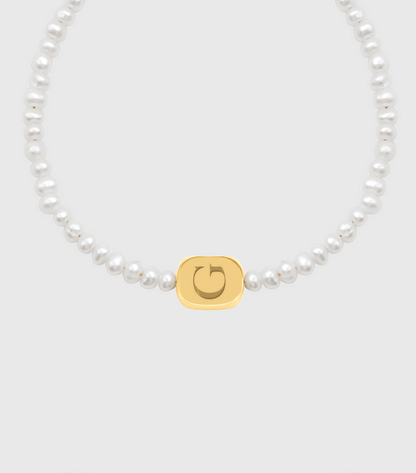 Vermeil Celestial Script &amp; Engraving Pendant Pearl Bracelet