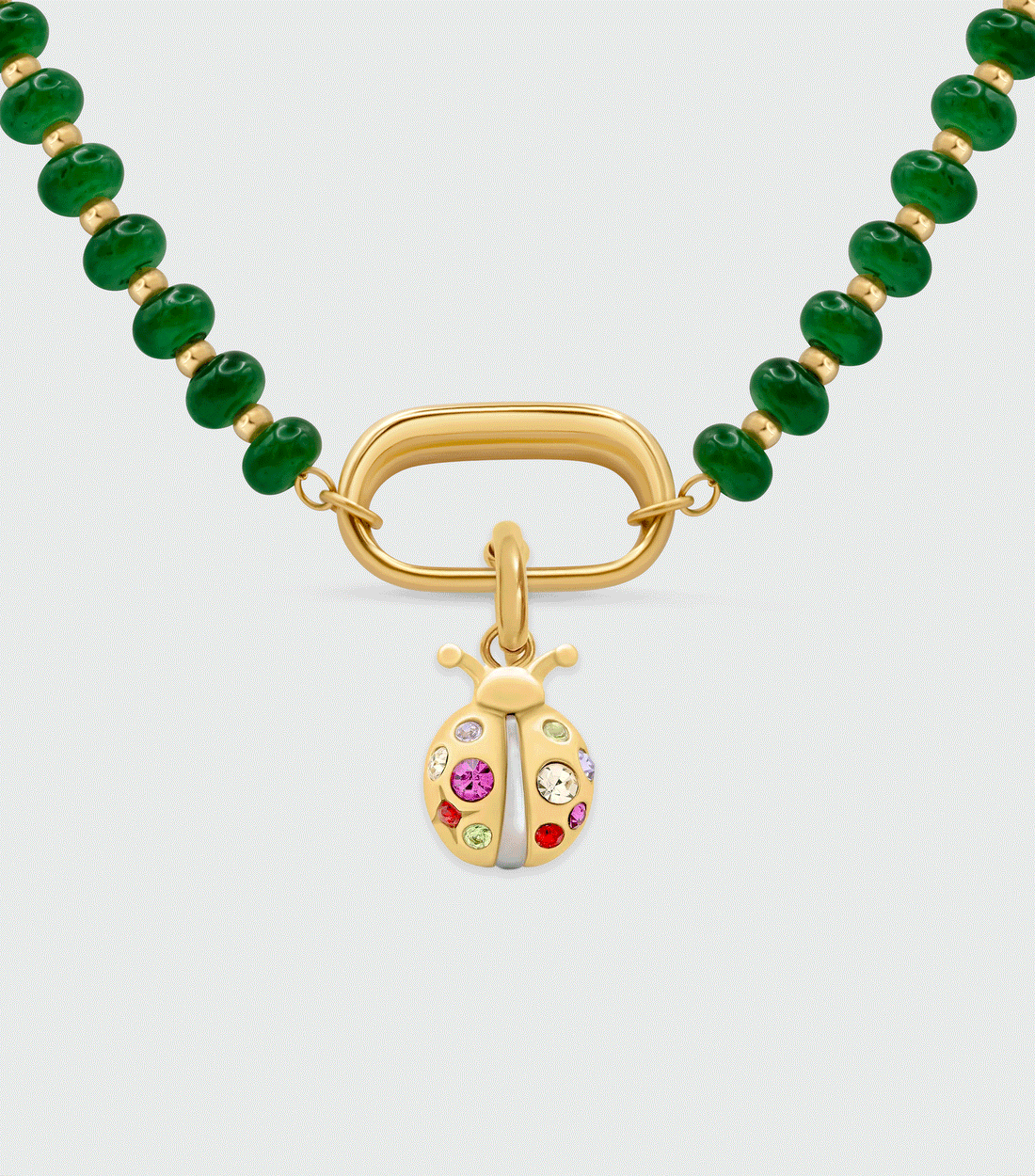 Green Beaded Charm Necklace Gift Set