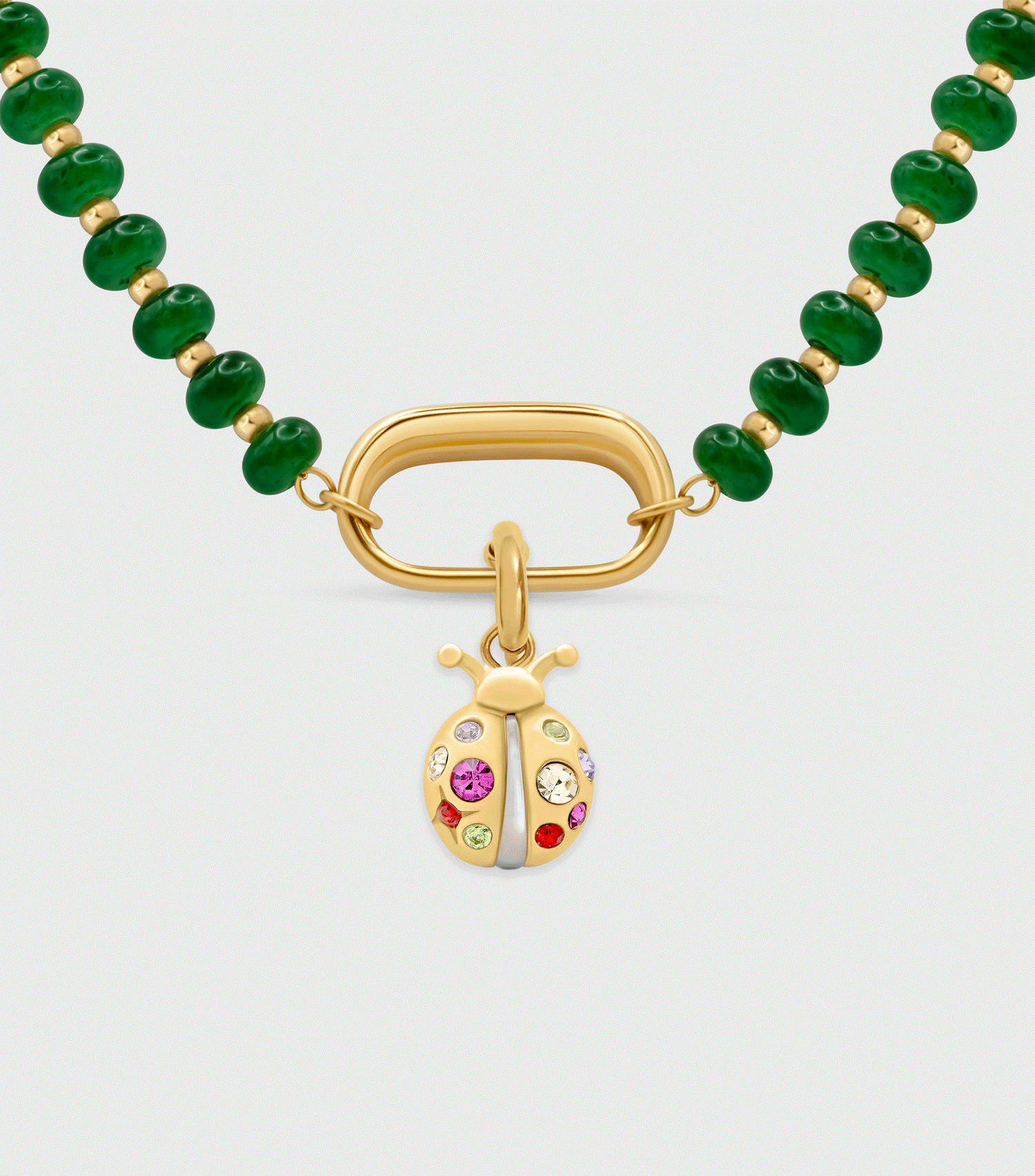 Green Beaded Charm Necklace Gift Set