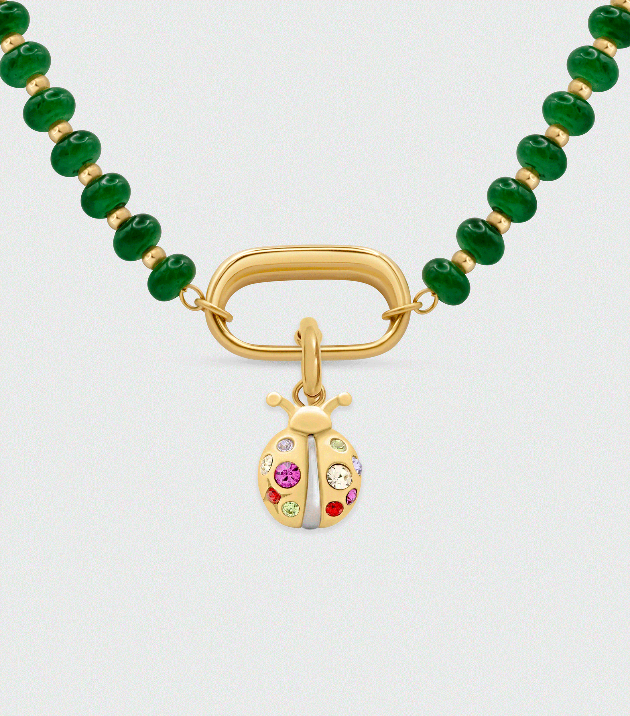 Green Beaded Charm Necklace Gift Set