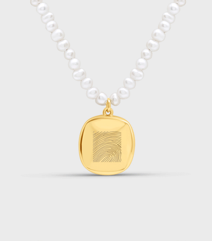 Celestial Demi-Fine Pearl Pendant Necklace with Fingerprint