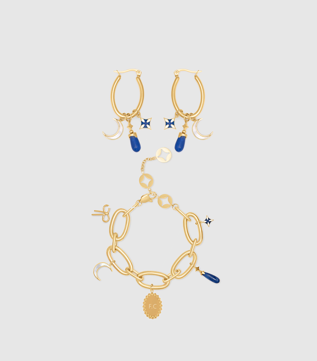 Grace Charm Bracelet and Hoop Earrings Giftset