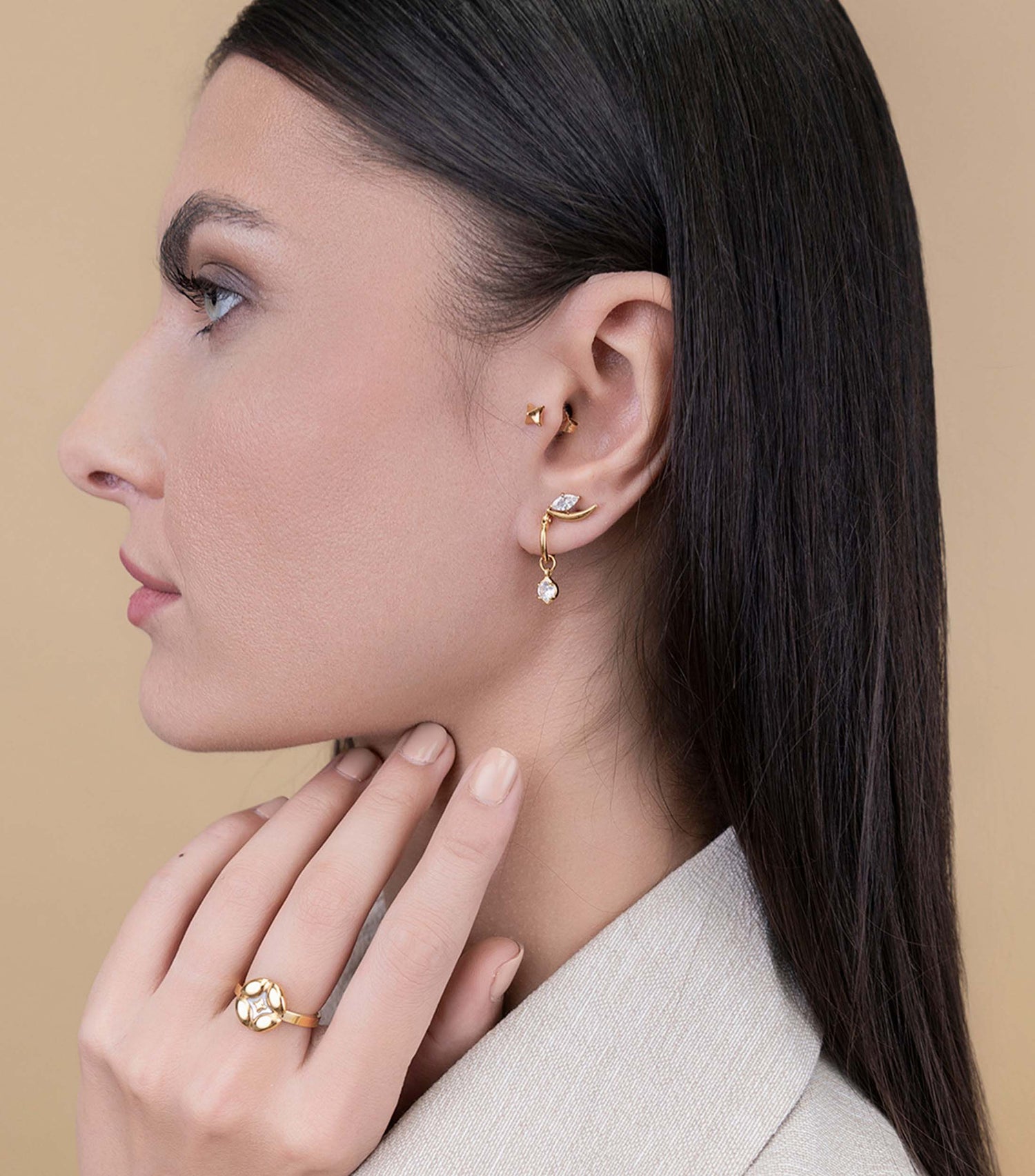 Gold Petite Hoops &amp; Se-Luna Pointy Star Stud Earrings Gift Set