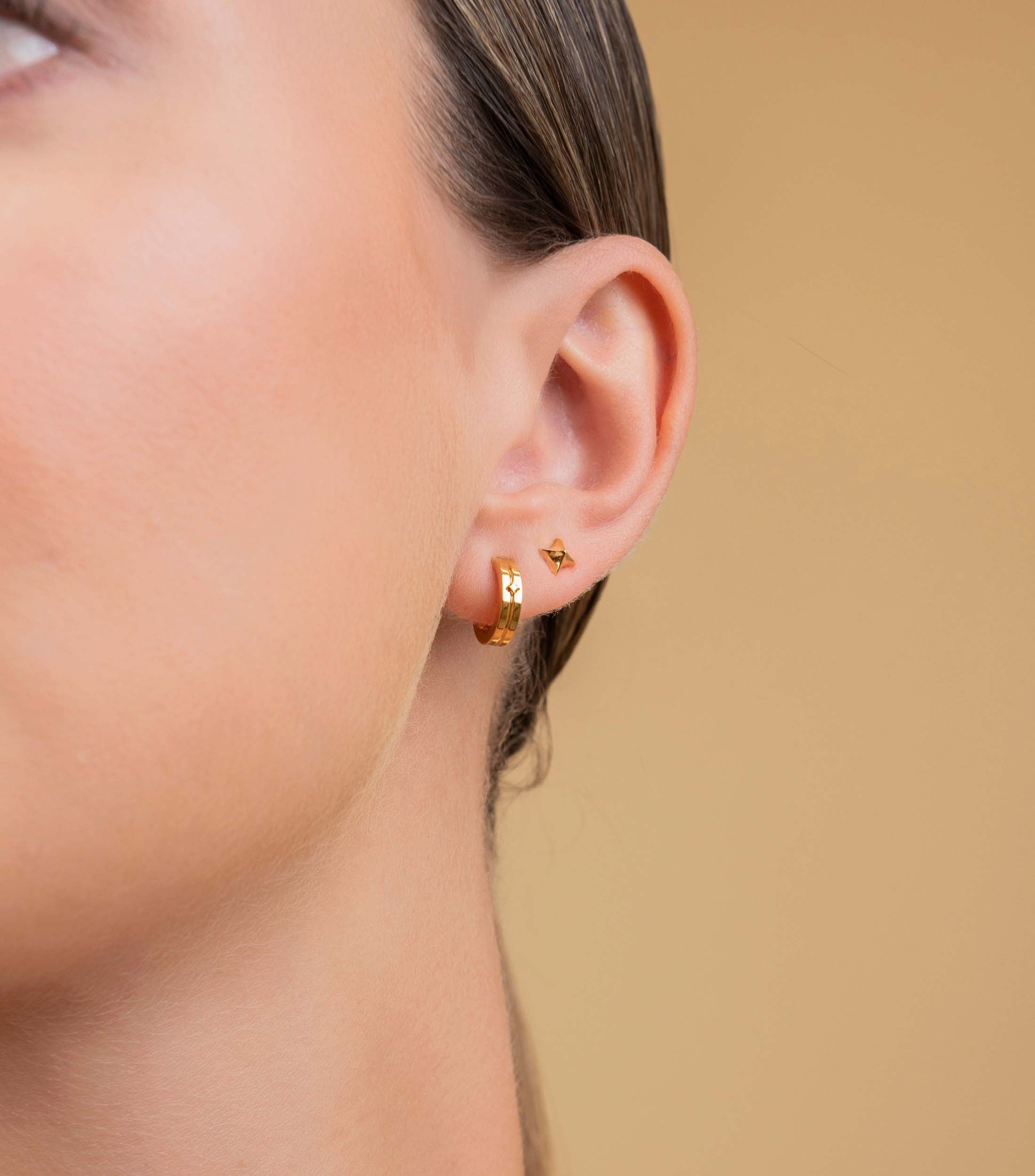 Gold Petite Hoops &amp; Se-Luna Pointy Star Stud Earrings Gift Set