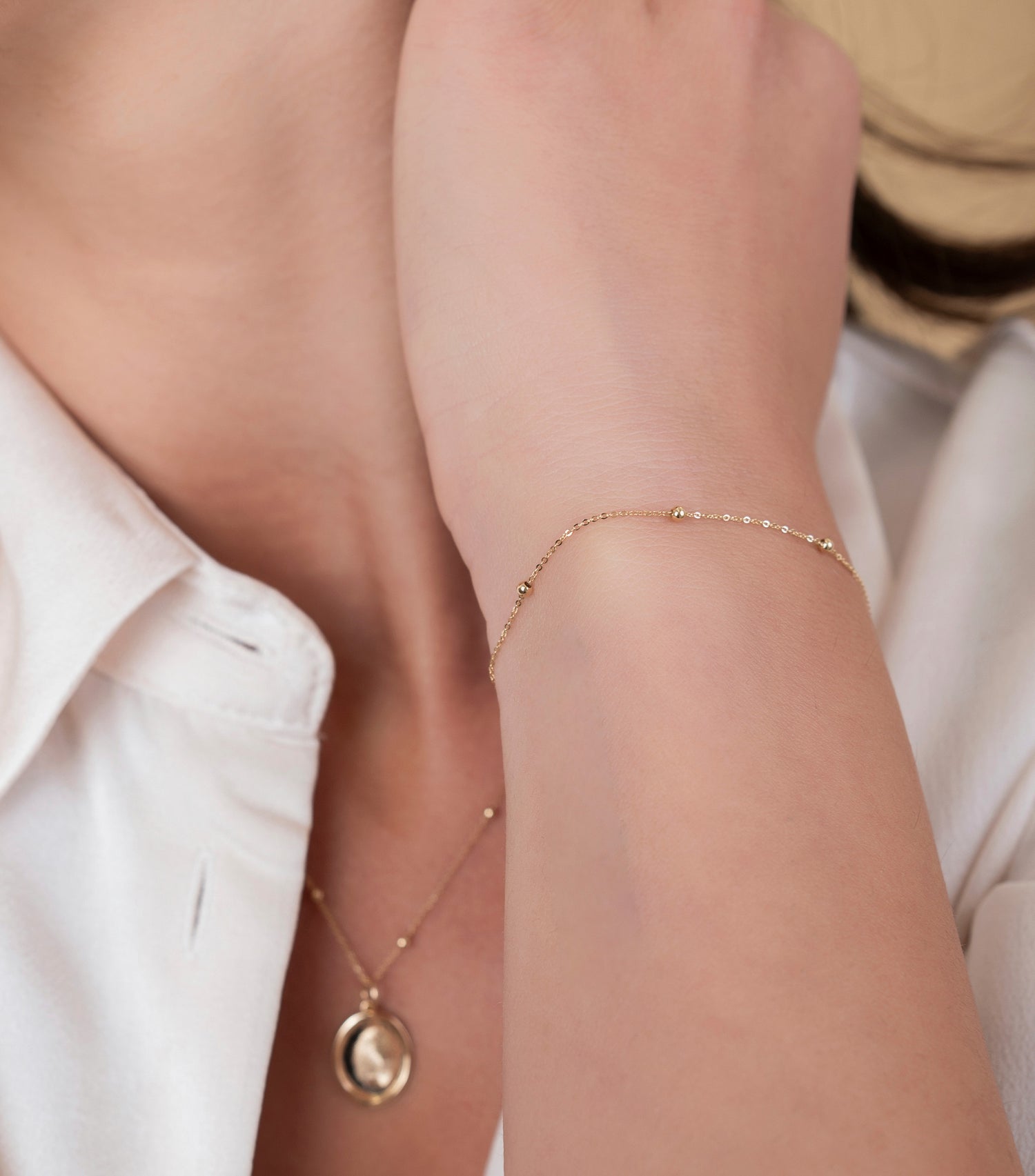 18k Solid Gold Fine Ball Chain Bracelet