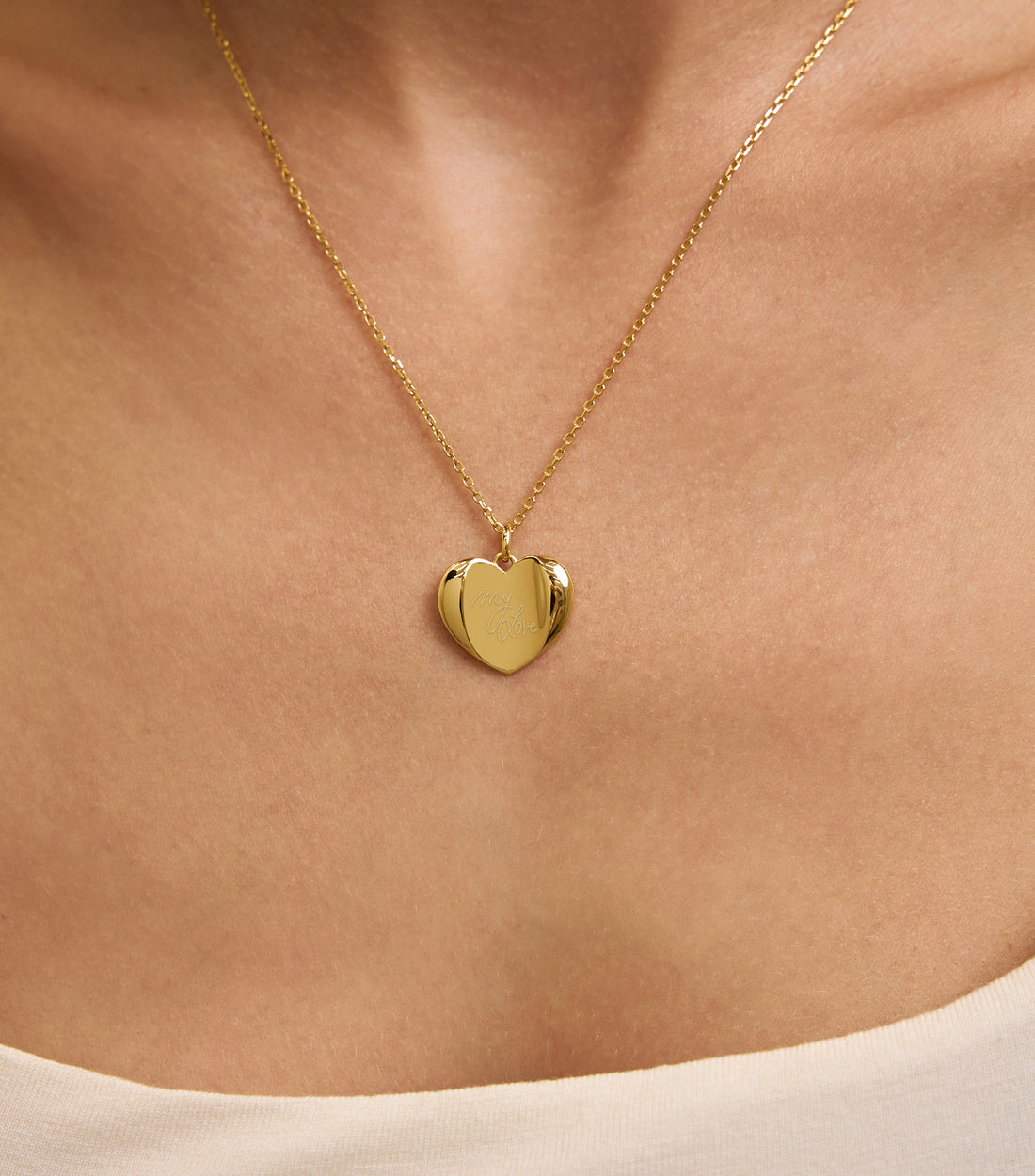 Celestial Demi-Fine Heart Pendant Necklace with Script or Engraving