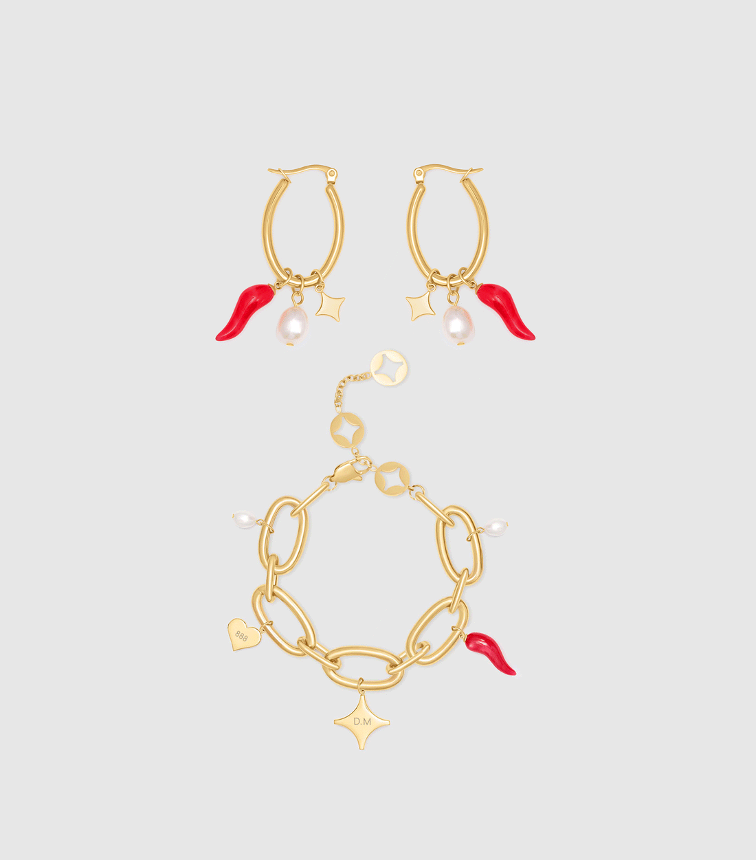 Forte Charm Bracelet and Hoop Earrings Giftset