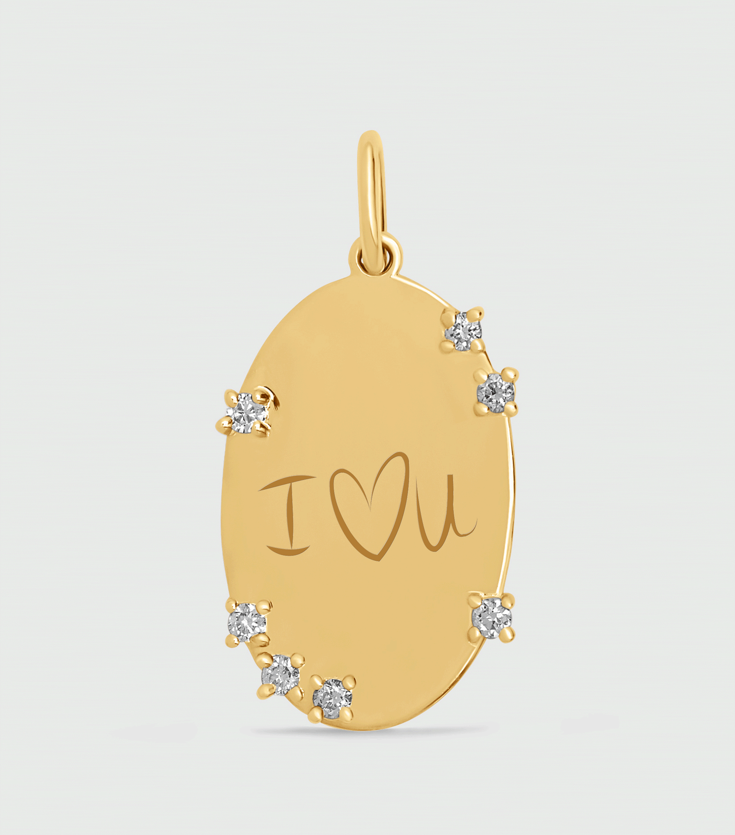 9K Celestial with 7 Lab-Grown Diamond Pendant with Script or Engraving