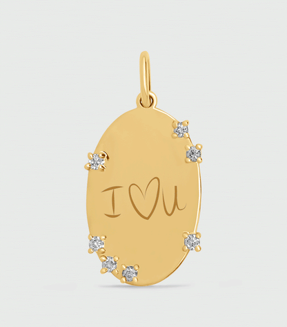 9K Celestial with 7 Lab-Grown Diamond Pendant with Script or Engraving