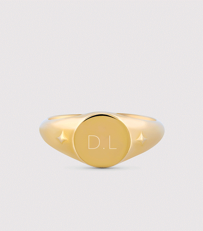 9K Solid Gold Script &amp; Engraving Ring