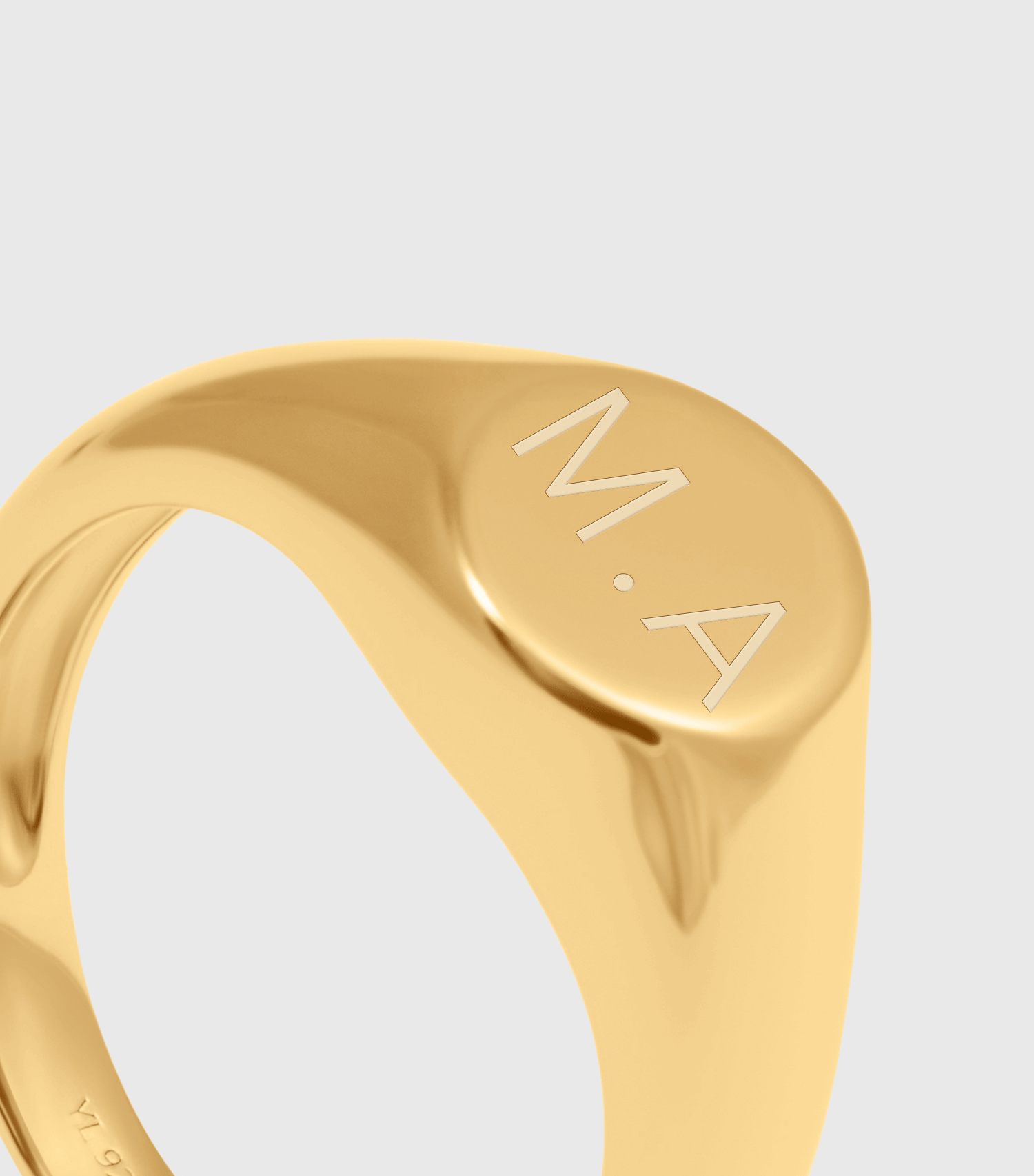 Vermeil Engraving &amp; Script Signet Ring Menswear