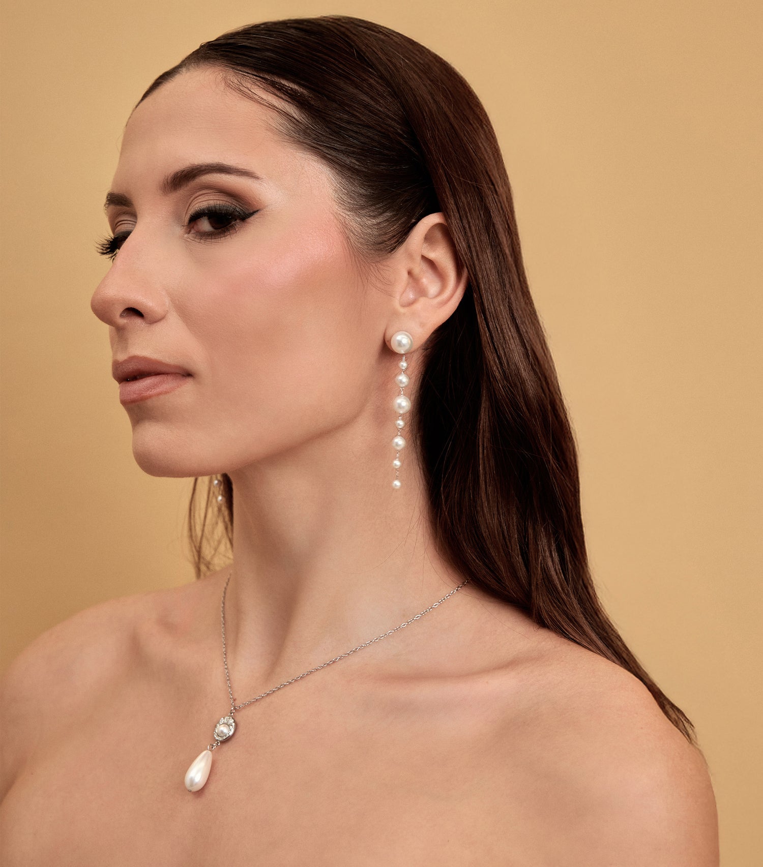 Pearl &amp; Zirconia Medallion Pendant Necklace