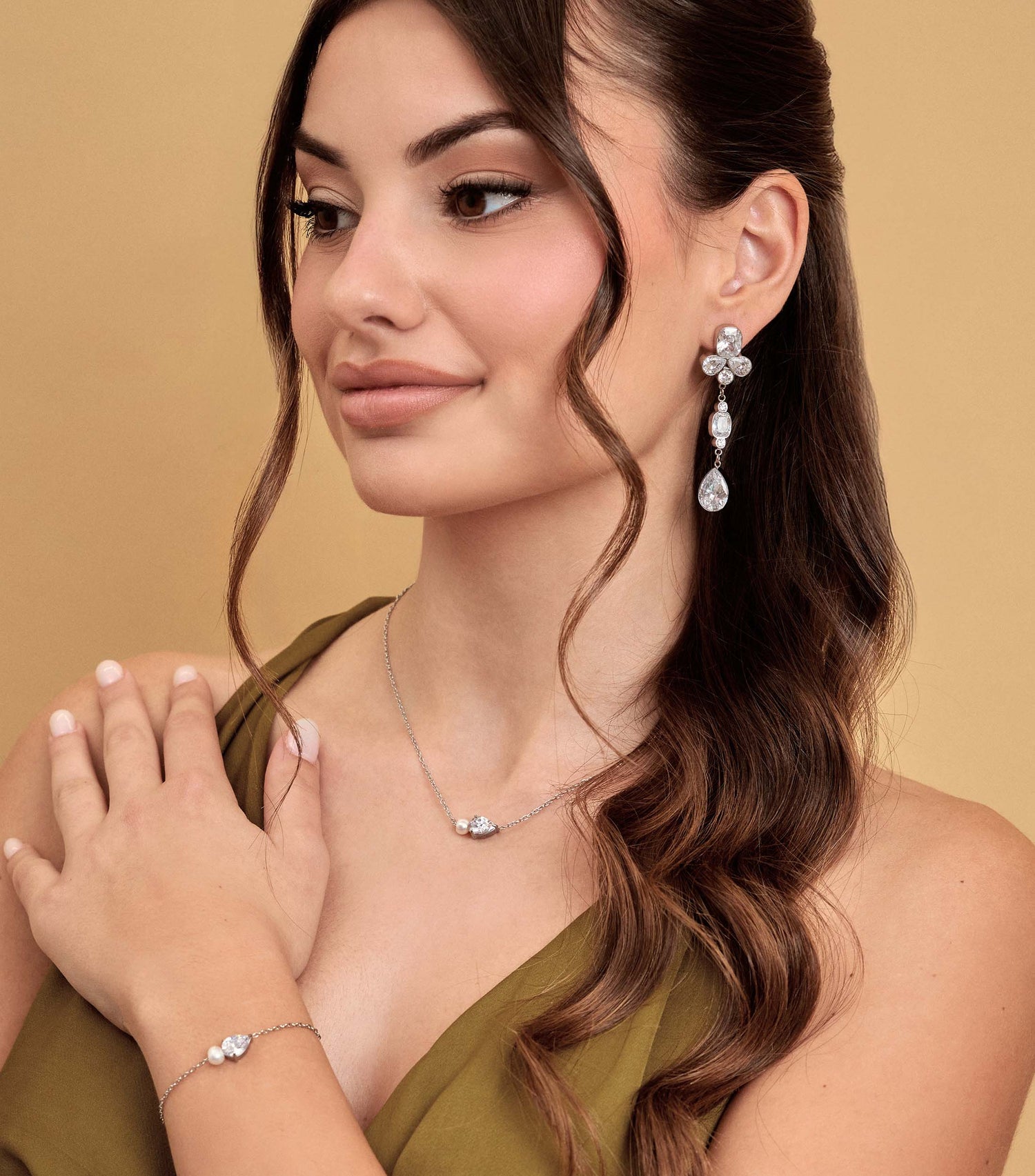 Chandelier Earrings in Clear Zirconias