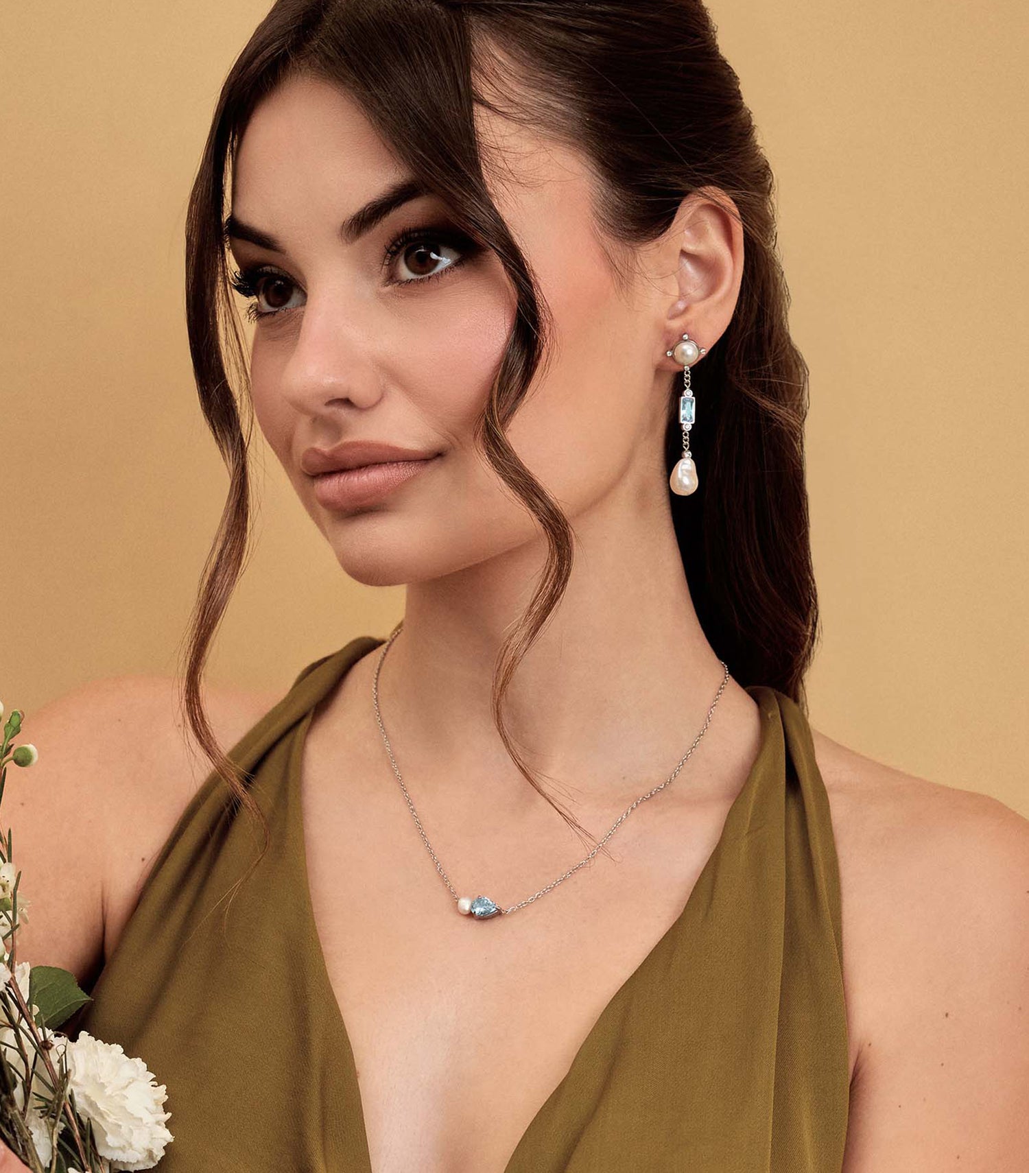 Turquoise Cascade Pearl Drop Earrings