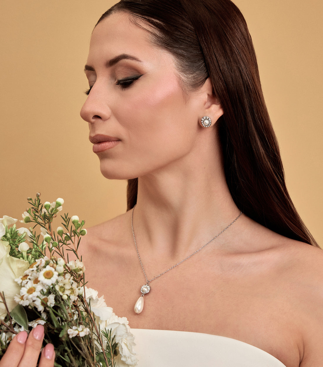 Pearl Medallion Zirconia Studs