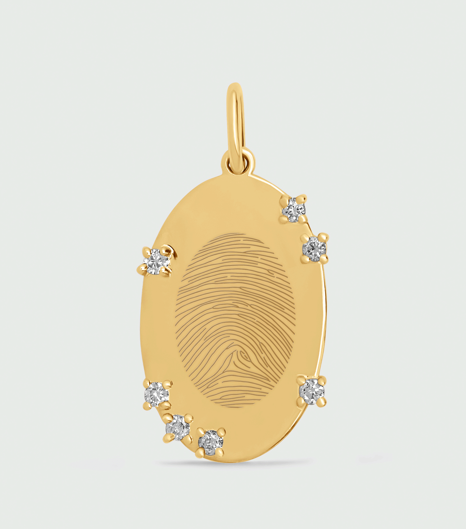 9K Celestial with 7 Lab-Grown Diamond Pendant with Fingerprint