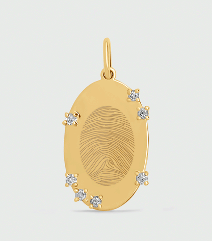 9K Celestial with 7 Lab-Grown Diamond Pendant with Fingerprint