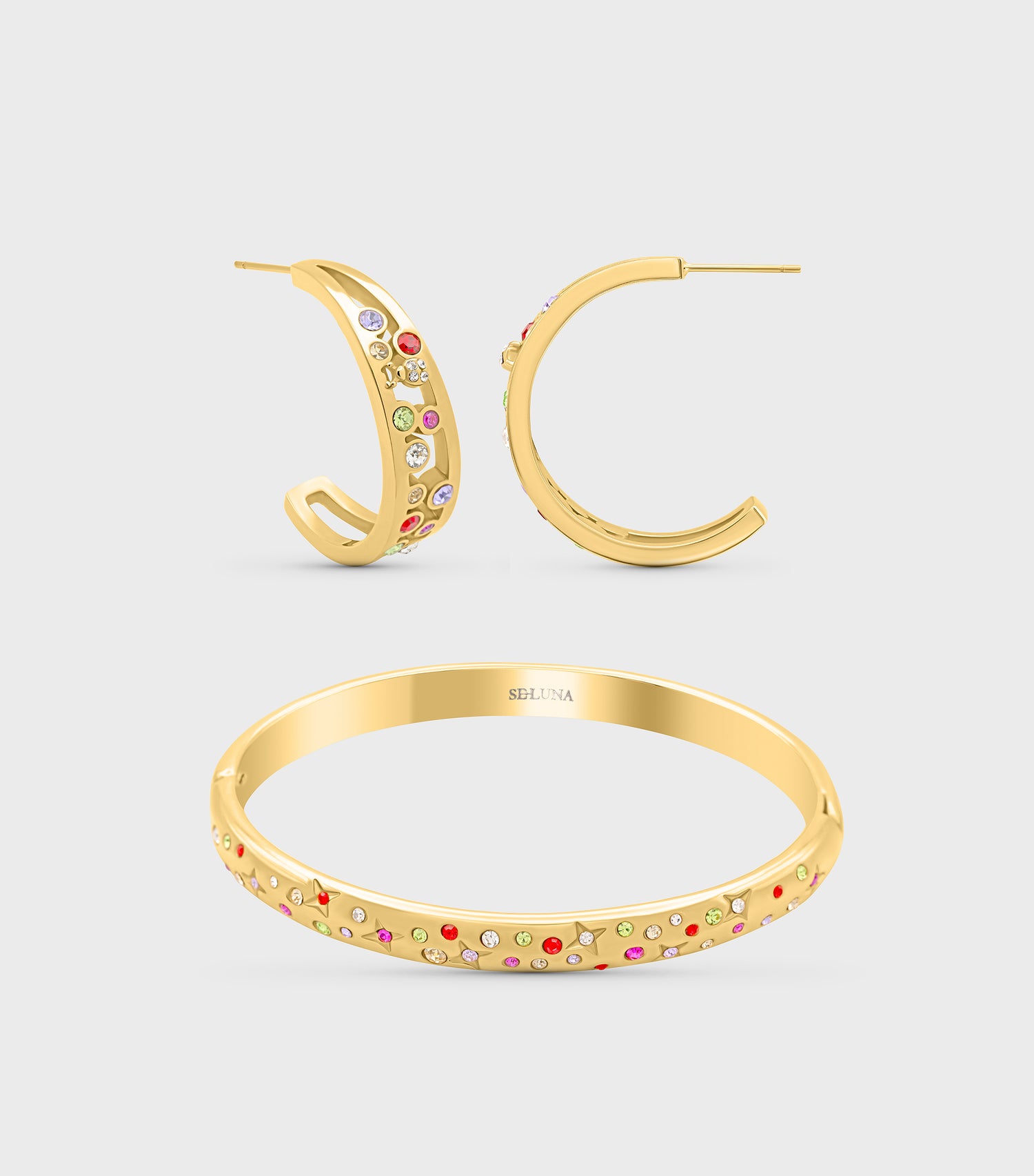 Aurora Ladybug Hoops &amp; Luna Halo Bangle Gift Set