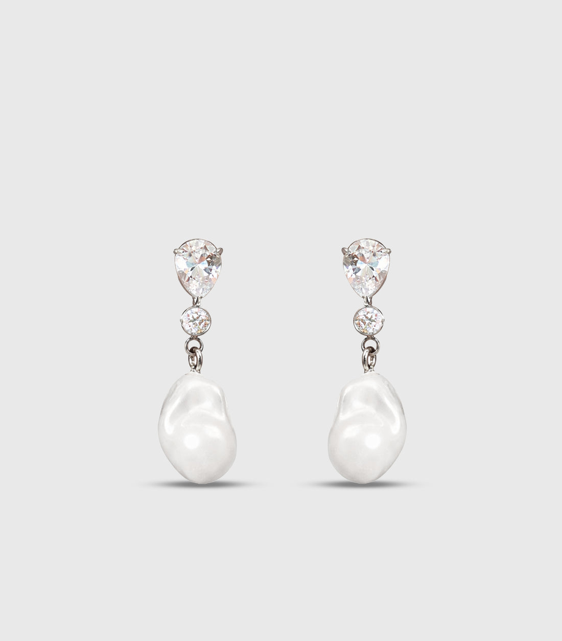 Pear Zirconia with Baroque Pearl Drop