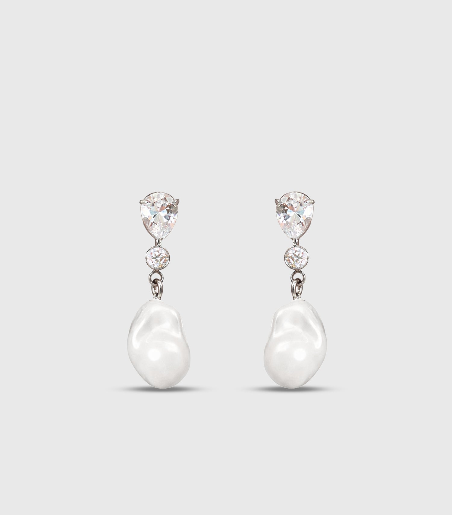 Pear Zirconia with Baroque Pearl Drop