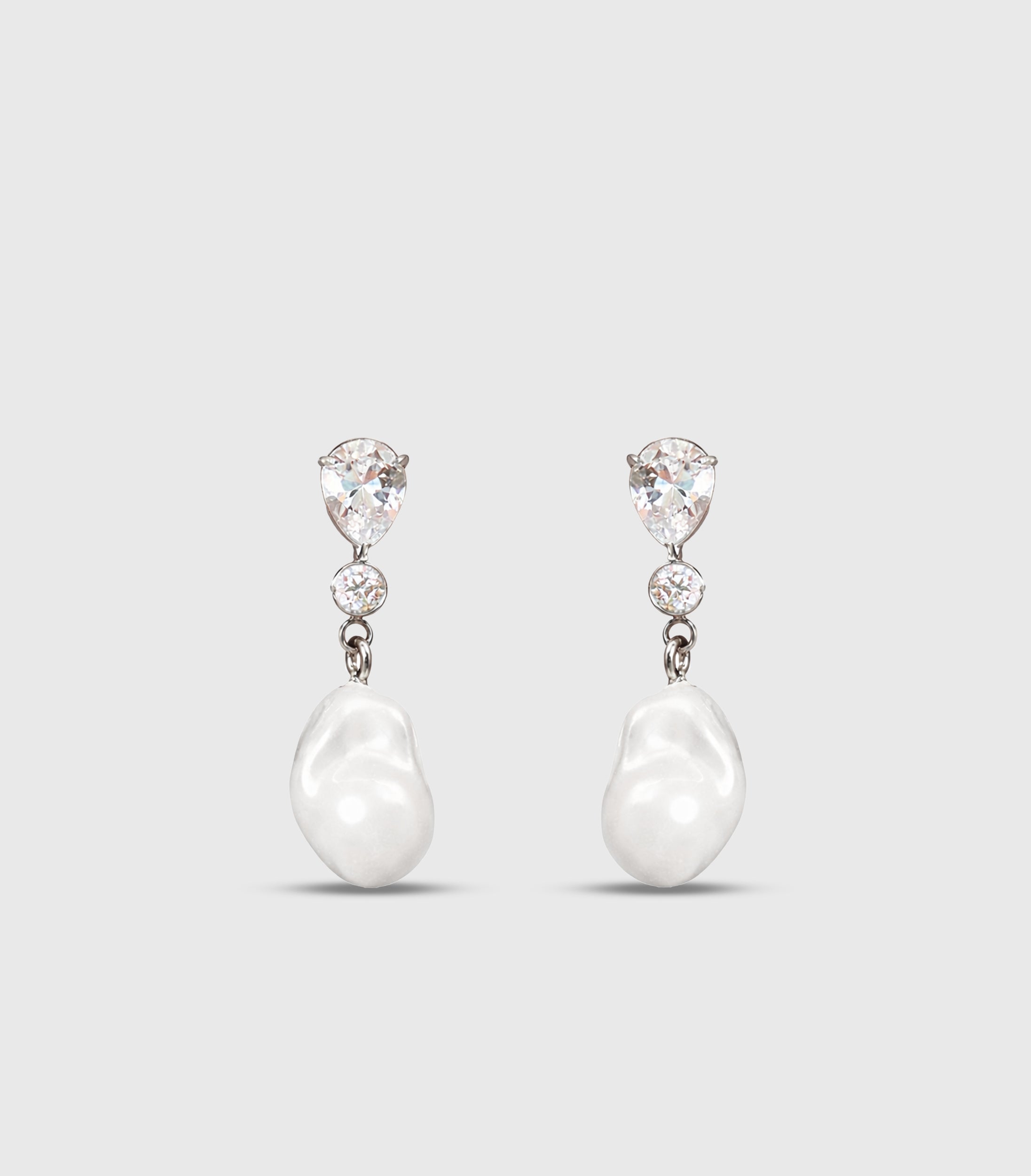 Pear Zirconia with Baroque Pearl Drop