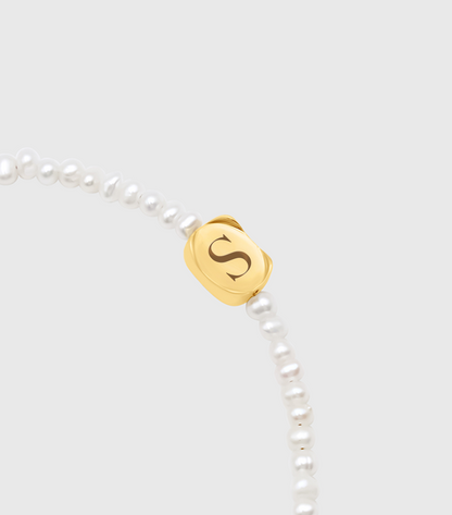 Vermeil Celestial Script &amp; Engraving Pendant Pearl Bracelet