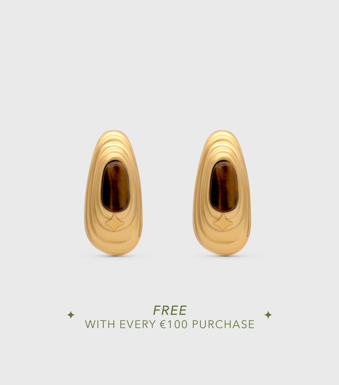 Tiger Eye Stone Wave Hoop Earrings