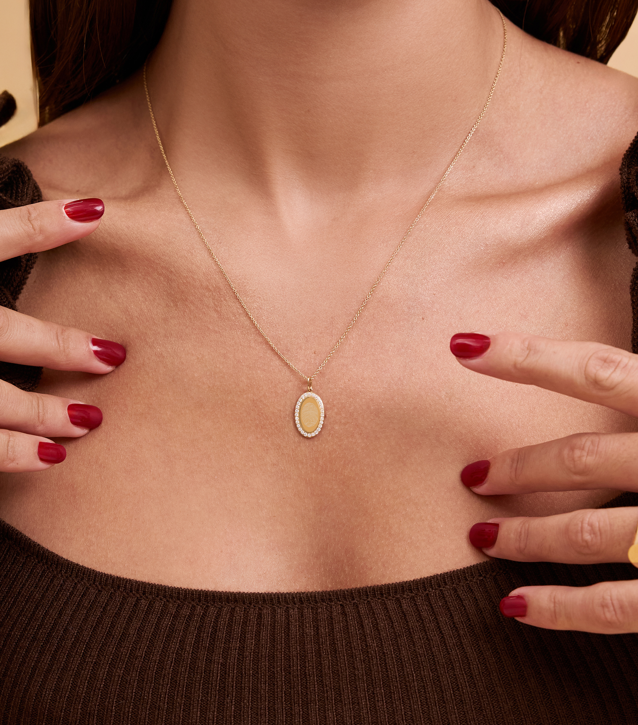 9K Celestial Lab Grown Diamond Infinity Pendant with Fingerprint