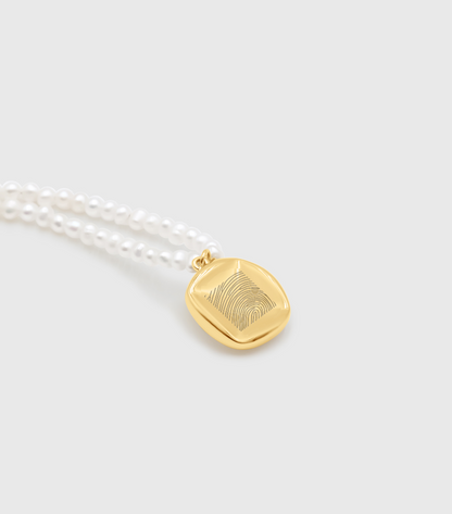 Celestial Demi-Fine Pearl Pendant Necklace with Fingerprint