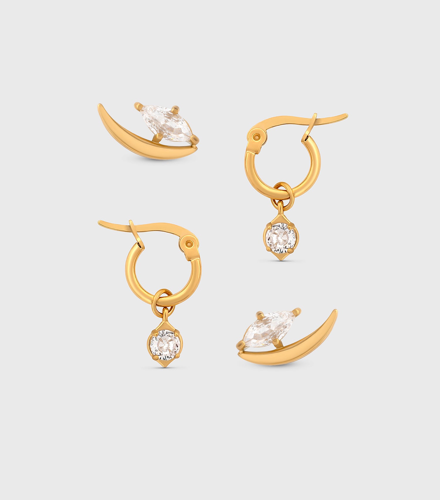 Wish upon a Star Hoop Earrings &amp; Moon Wisp Stud Earrings Gift Set