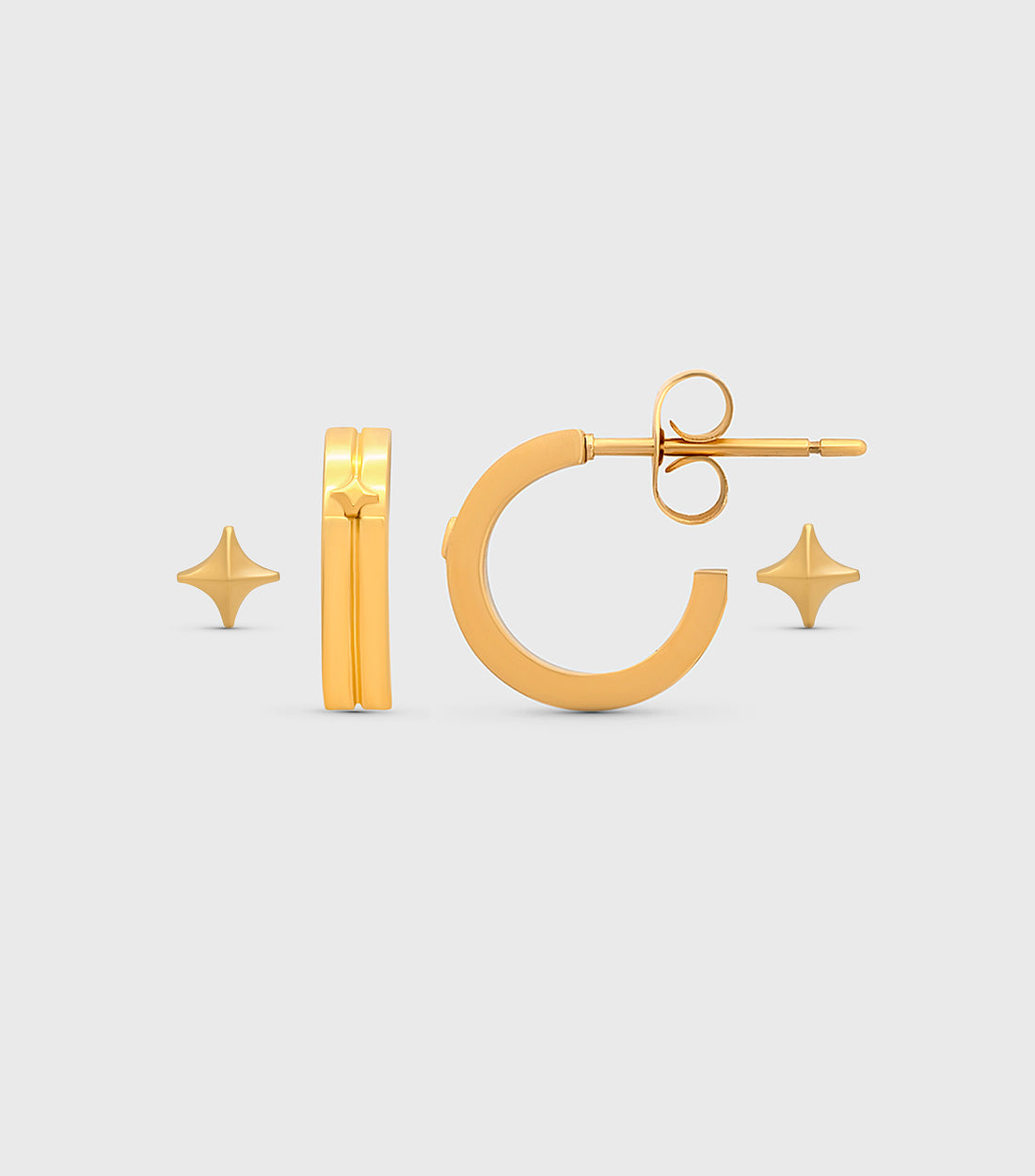 Gold Petite Hoops & Se-Luna Pointy Star Stud Earrings Gift Set