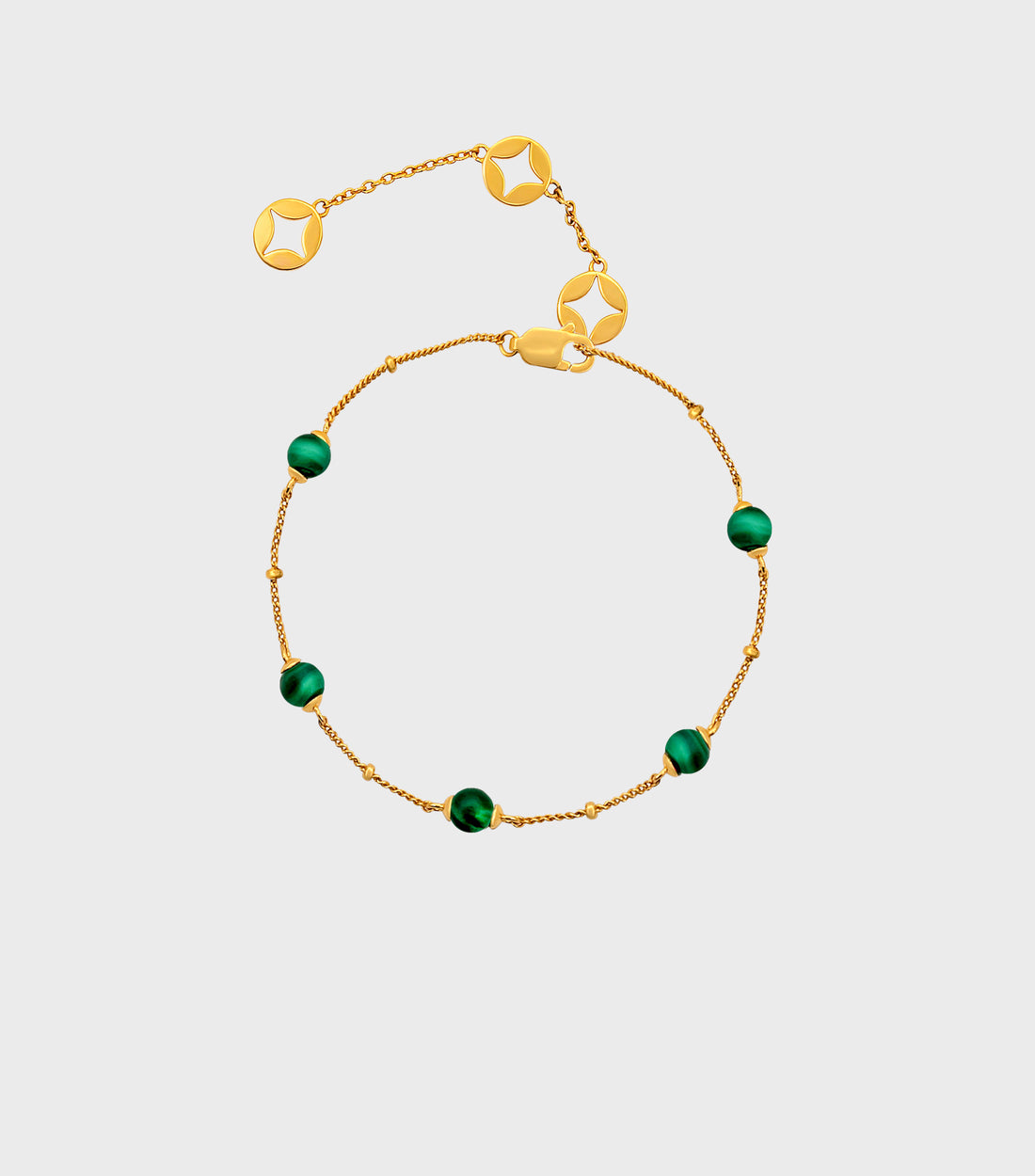 Ball Chain Bracelet in Malachite Stone