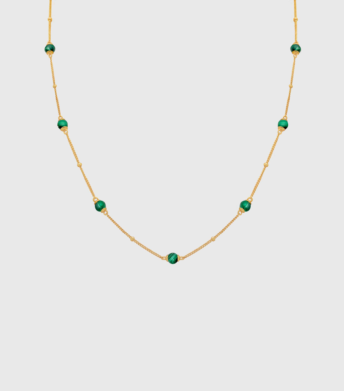 Ball Chain Necklace in Malachite