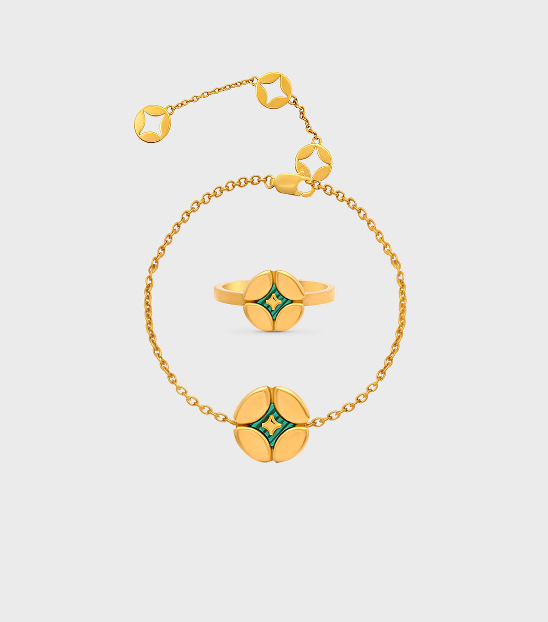 Malachite Pillow Ring & Malachite Pillow Bracelet Gift Set