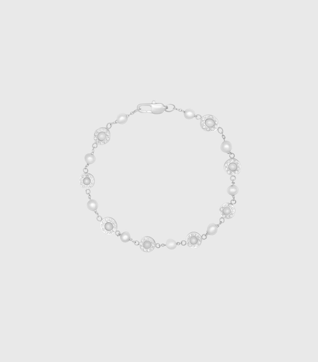 Pearl &amp; Zirconia Medallion Bracelet