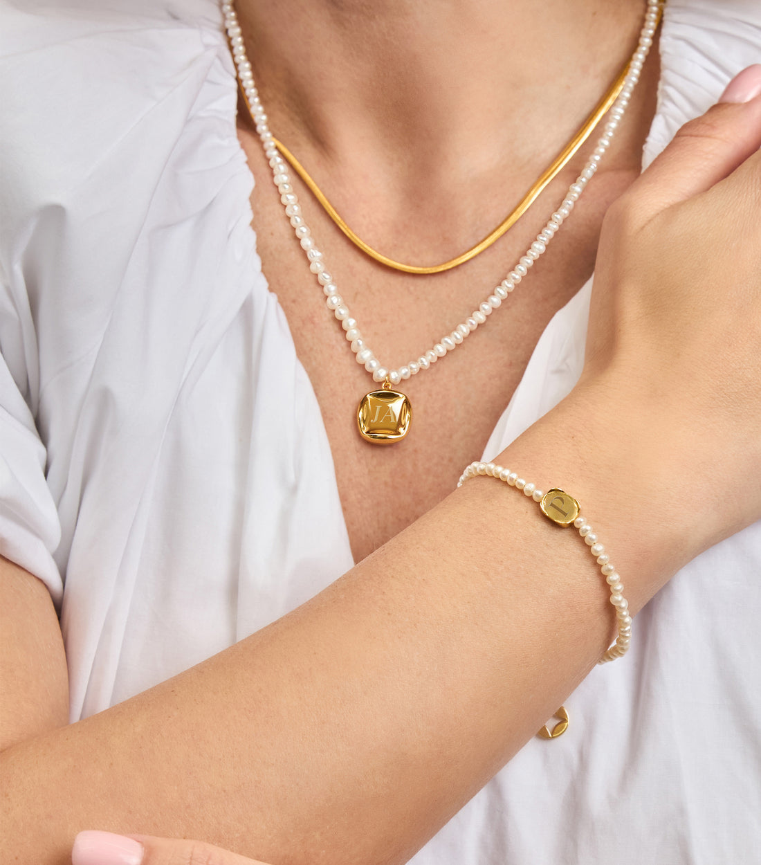 Celestial Demi-Fine Pearl Pendant Necklace with Script or Engraving