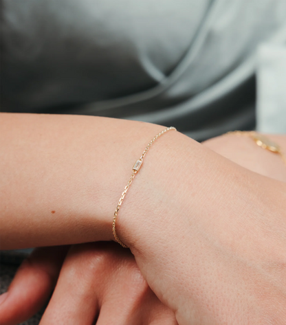 Baguette Diamond Cut Bracelet with Blessed Engravable Pendant