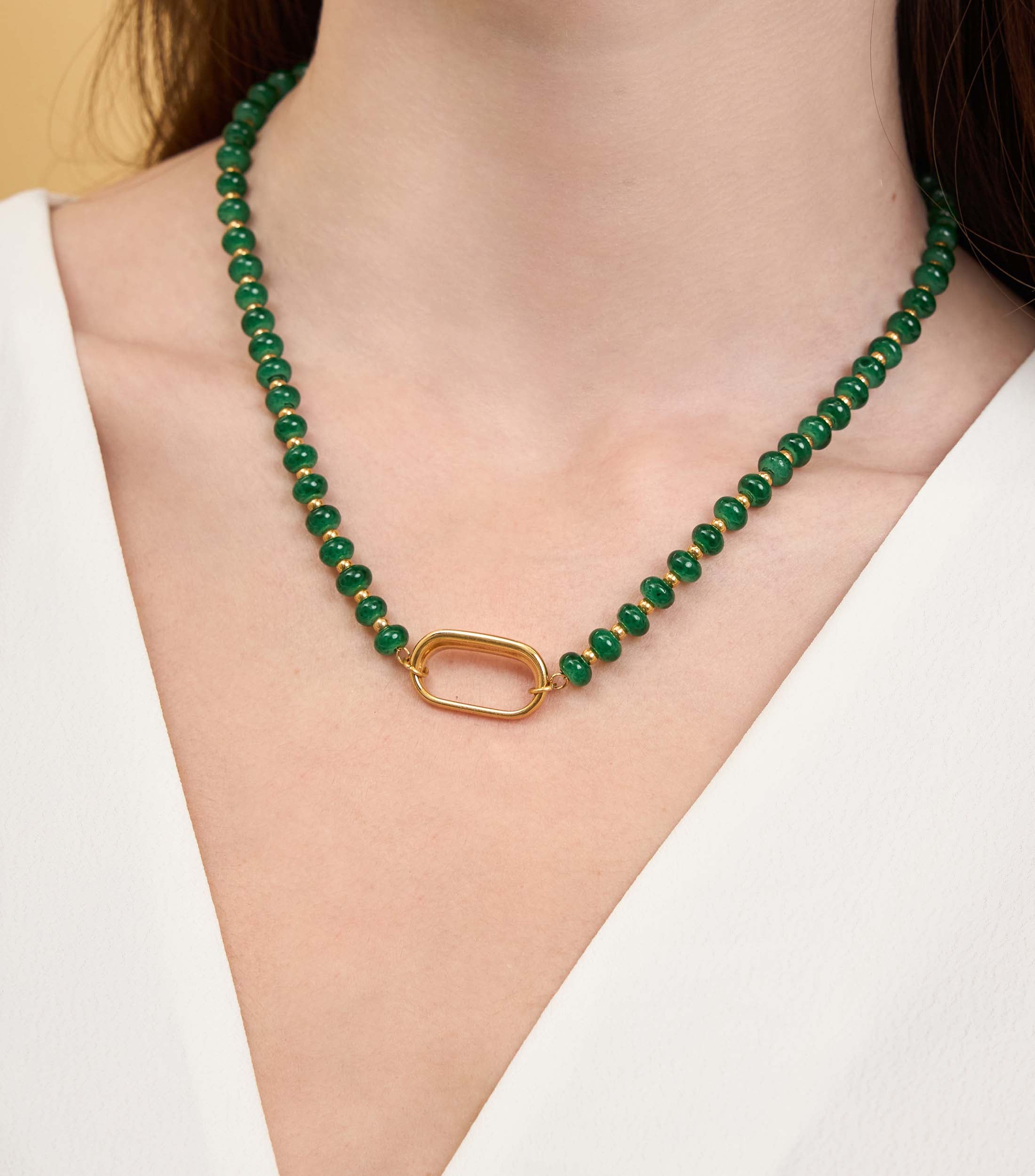 Green Beaded Charm Necklace Gift Set