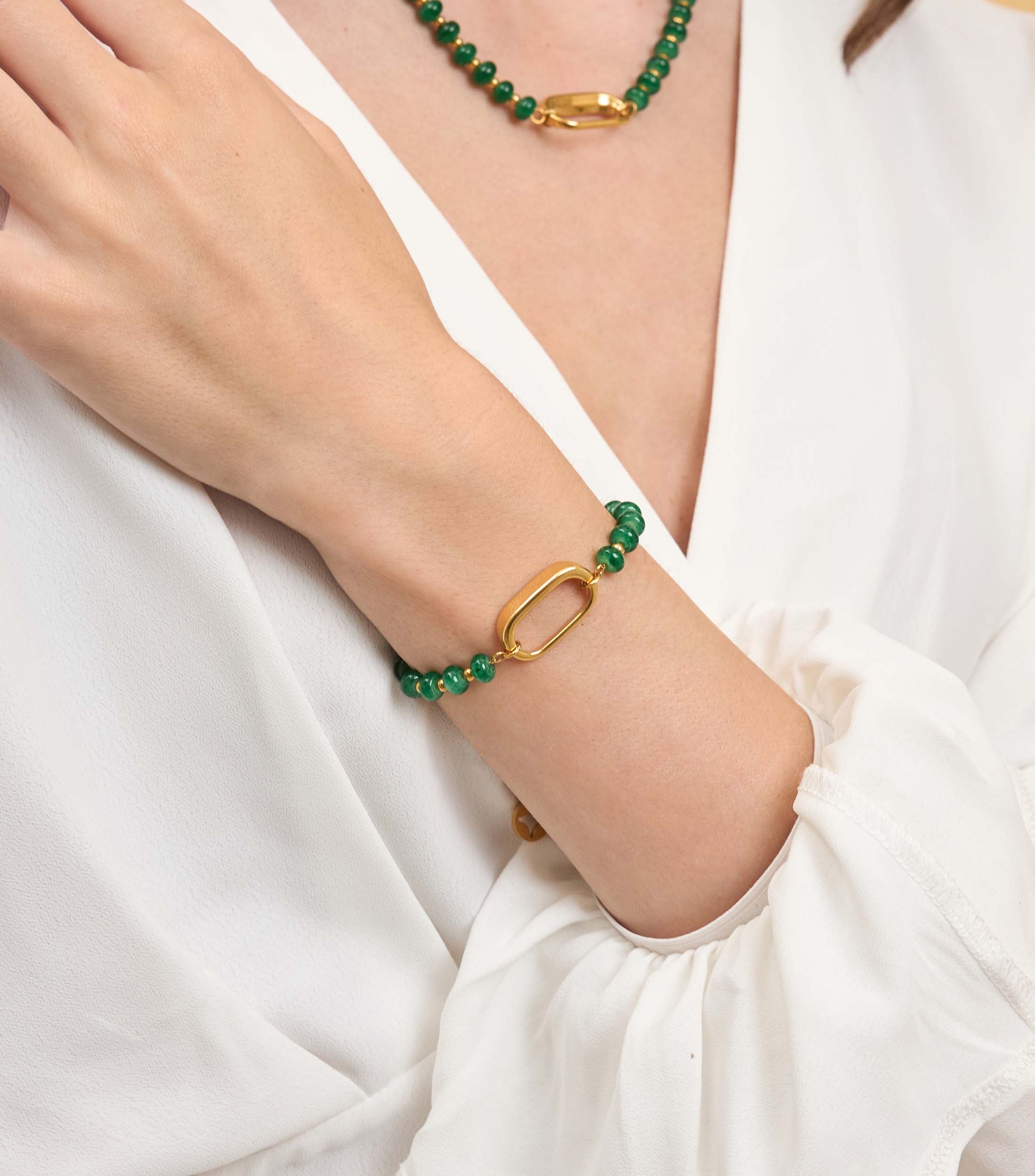 Green Beaded Charm Bracelet Gift Set