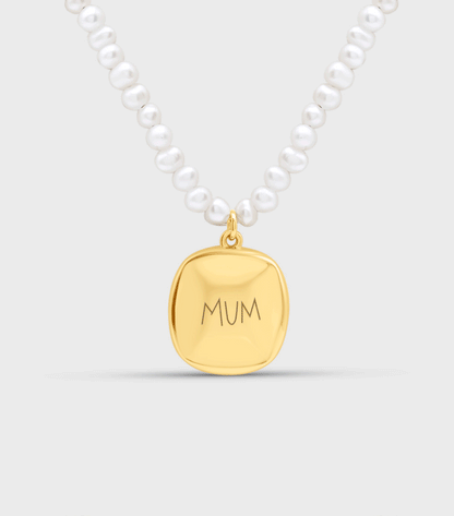Celestial Demi-Fine Pearl Pendant Necklace with Script or Engraving
