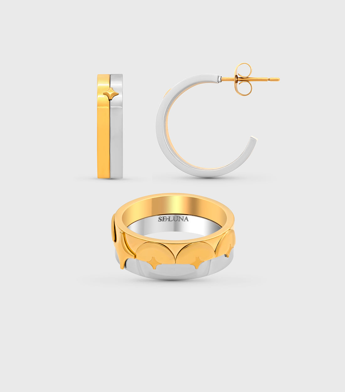 Two Toned Ring & Two Toned Hoops Gift Set