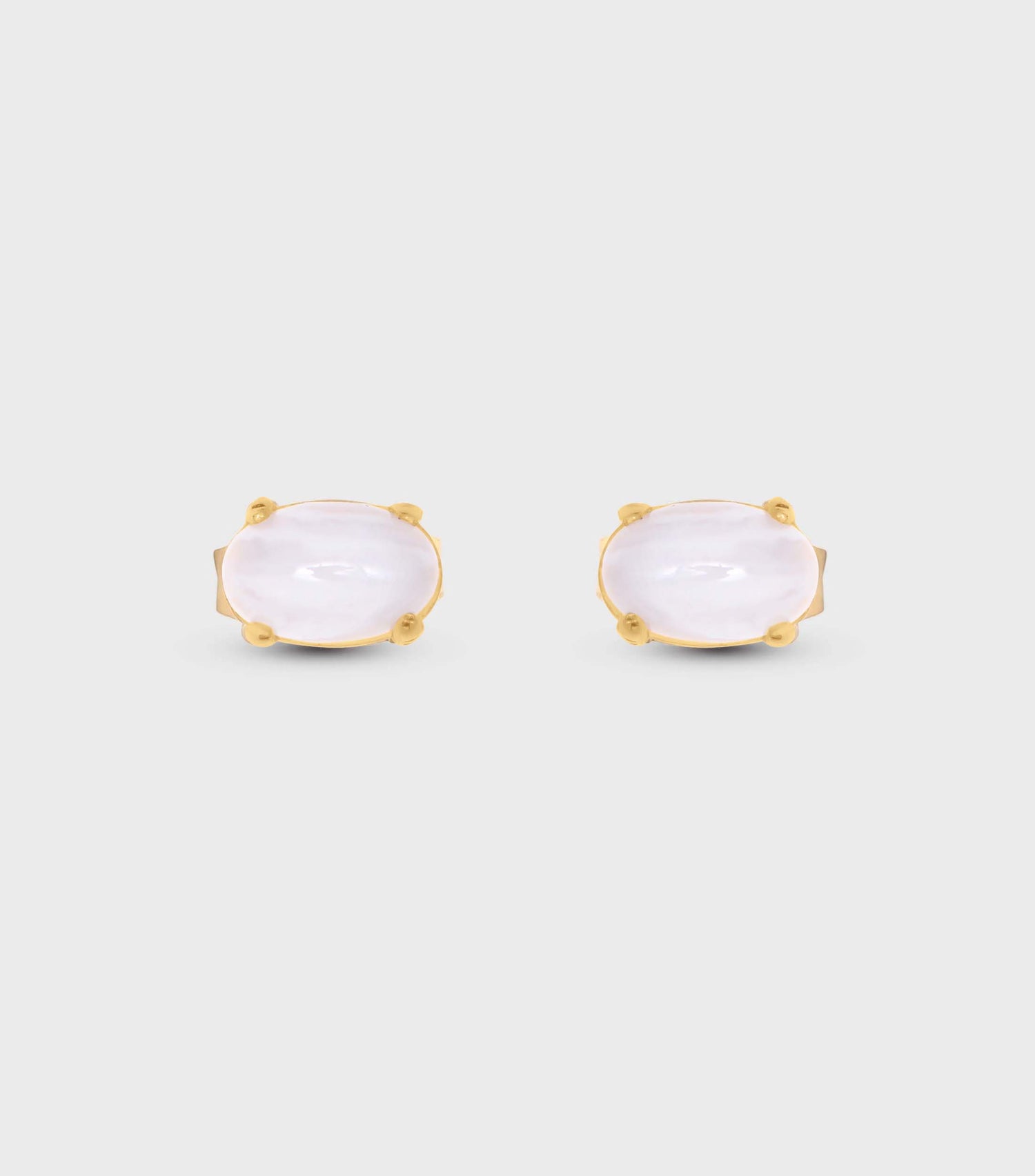 Oval Blue Lace Agate Stone Studs