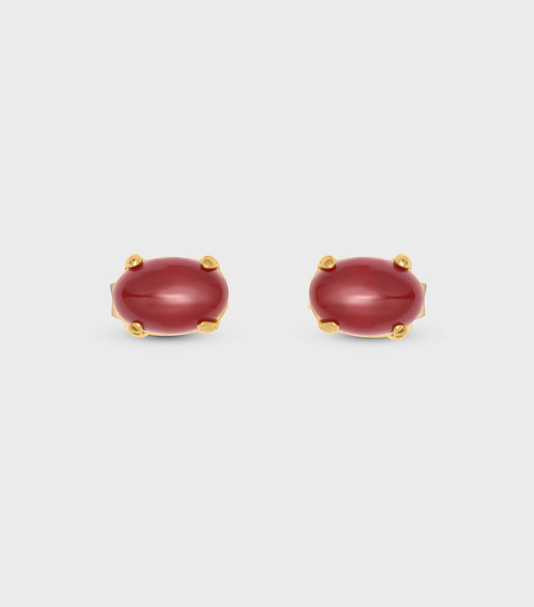 Oval Red Agate Stone Studs