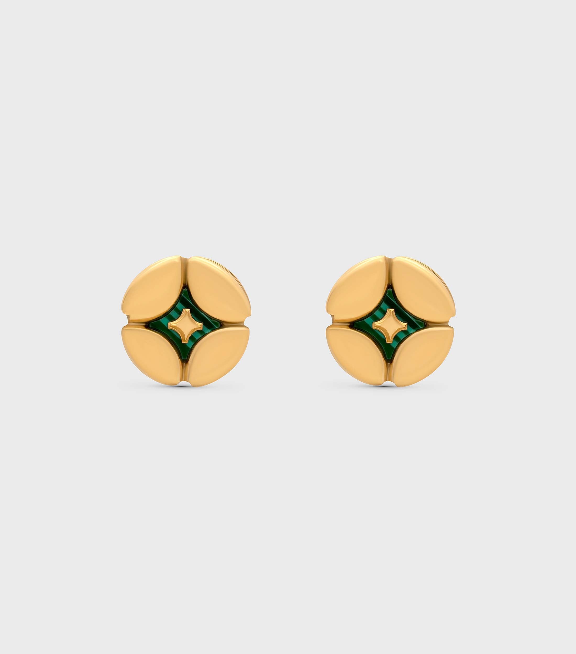 Pillow Stud Earrings in Malachite Stone