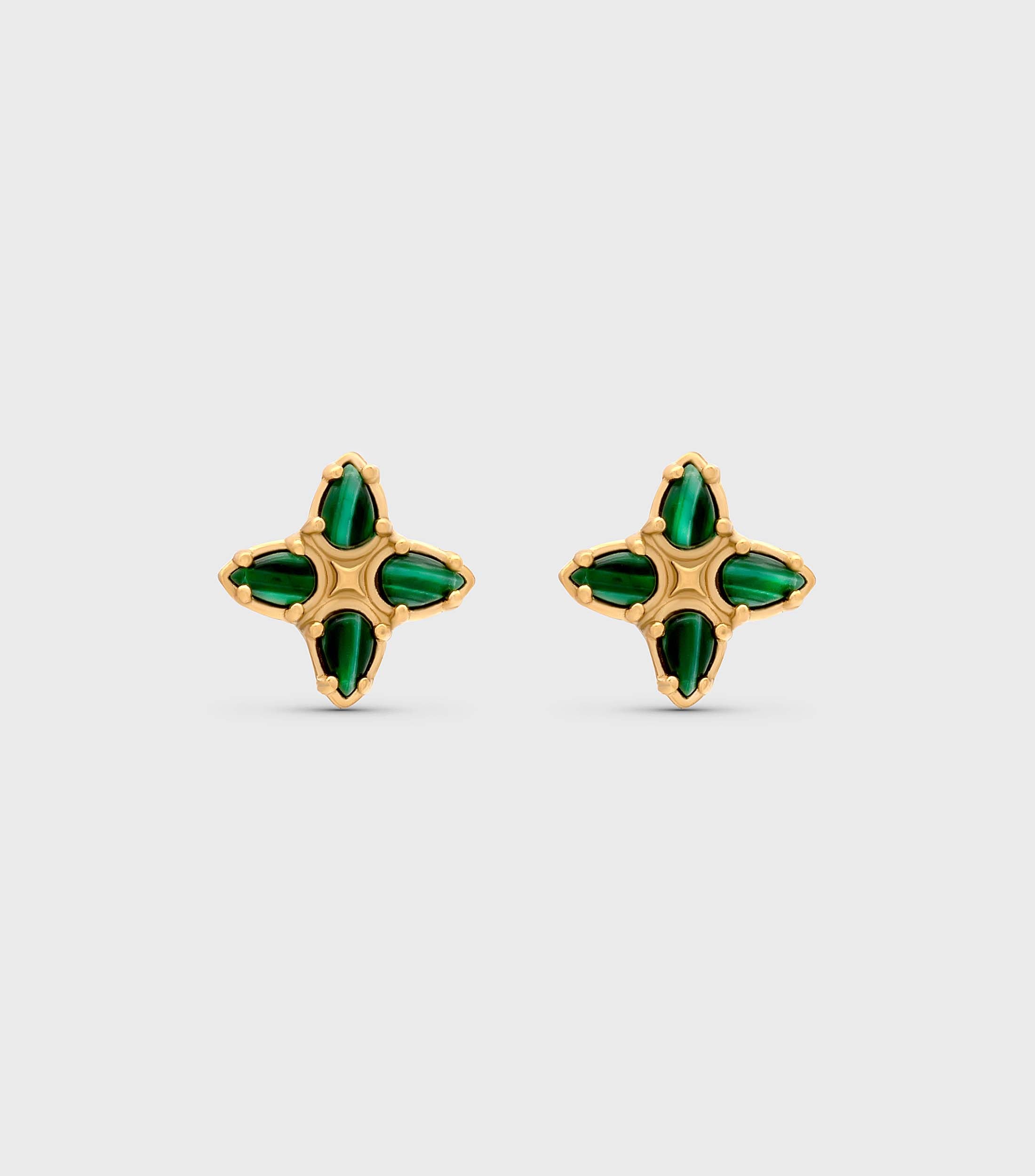 Stella Stud Earrings in Malachite Stone