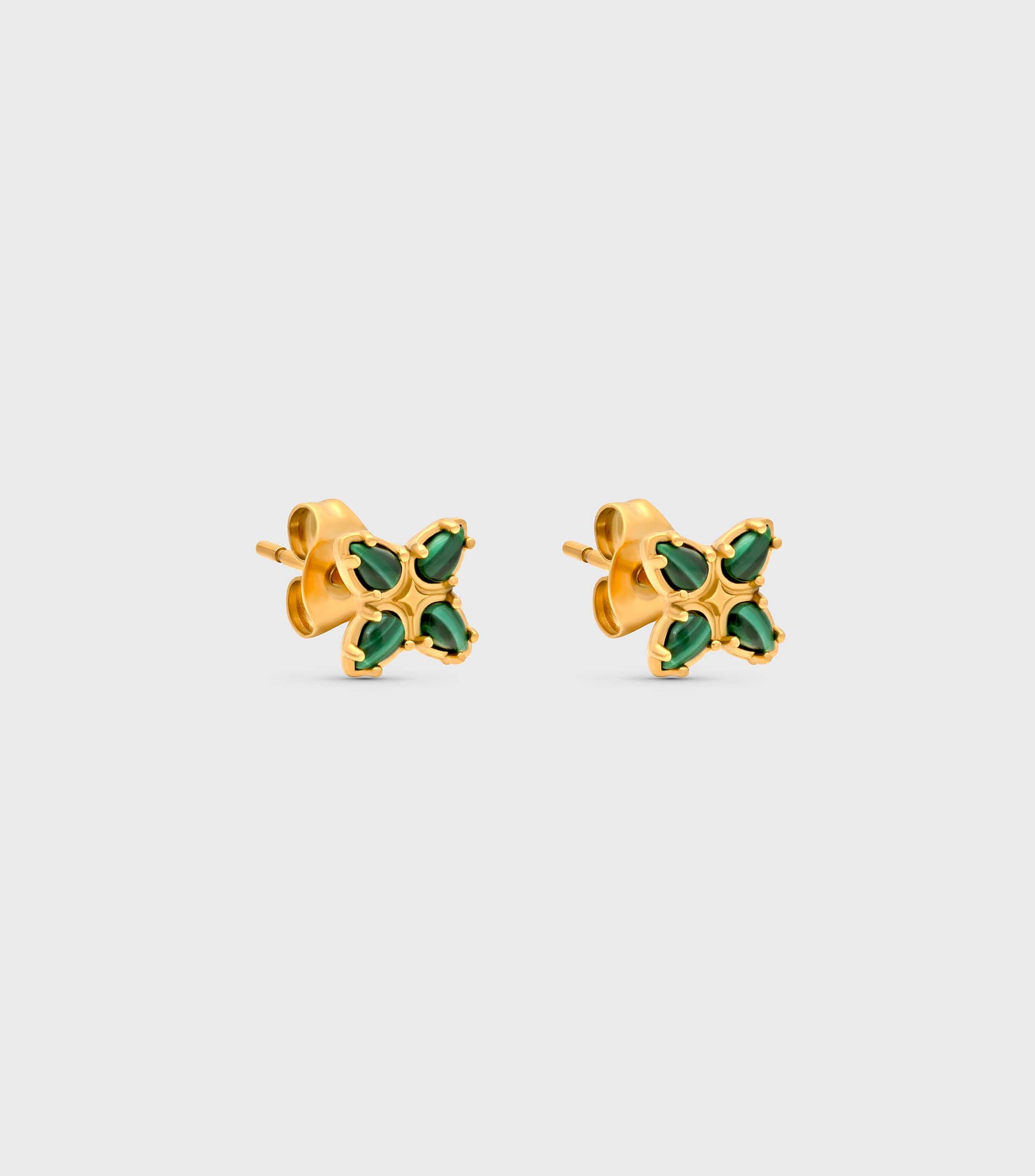 Stella Stud Earrings in Malachite Stone