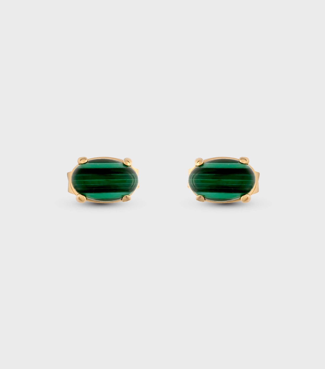 Oval Malachite Studs