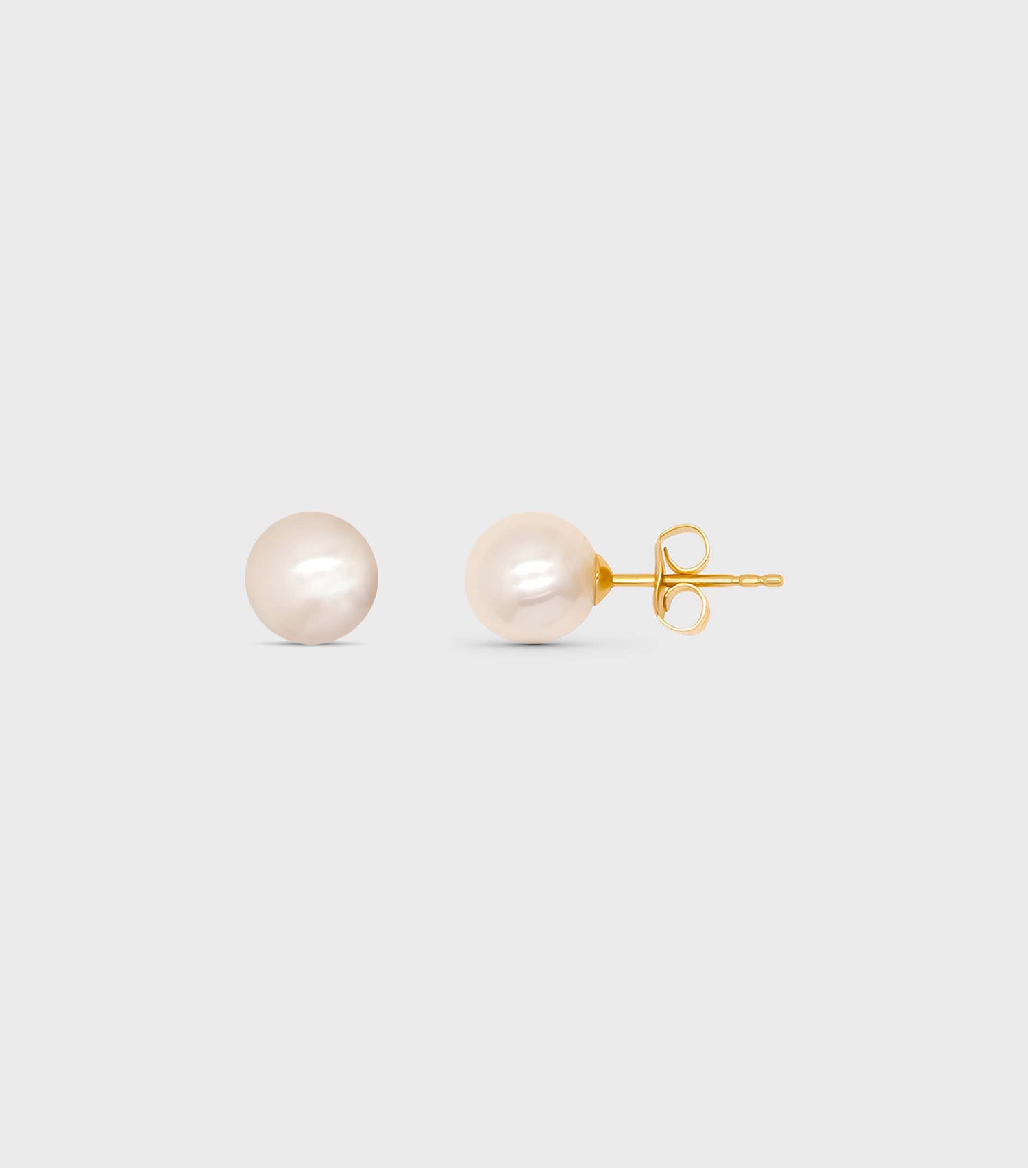 18k Solid Gold Fine Classic Pearl Earrings